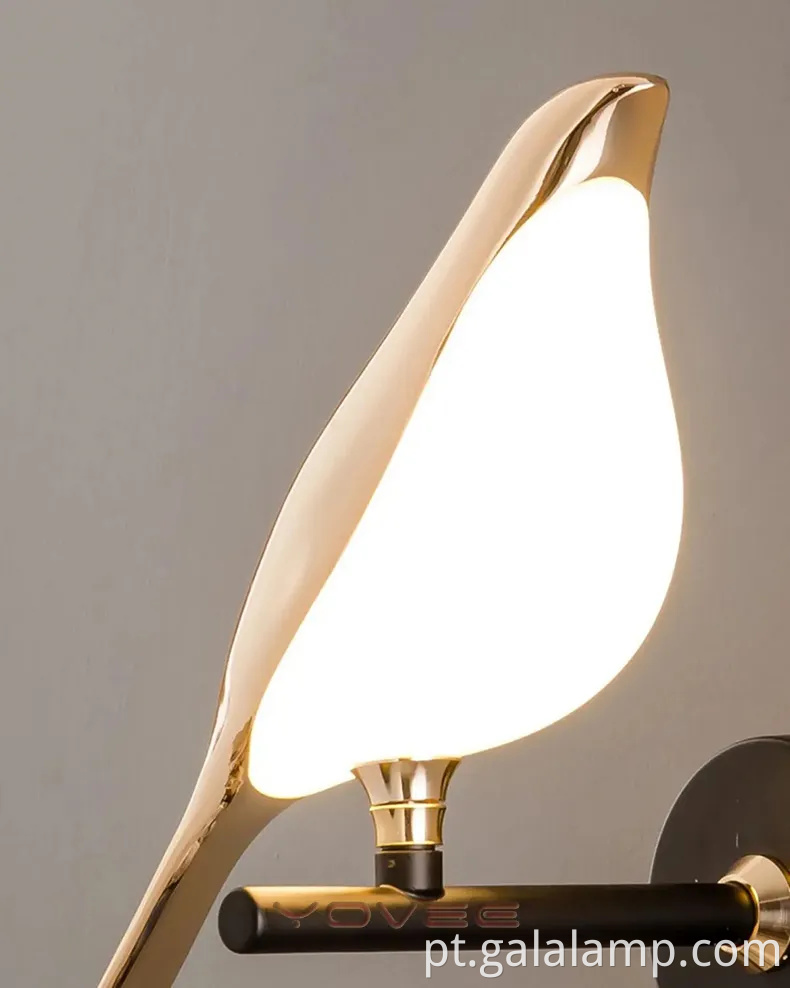 Lâmpada de parede liderada por pássaro de pega nórdica para decoração do quarto